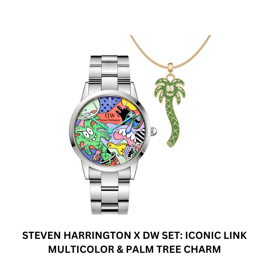 STEVEN HARRINGTON X DANIEL WELLINGTON SET: ICONIC LINK MULTICOLOR & PALM TREE CHARM
